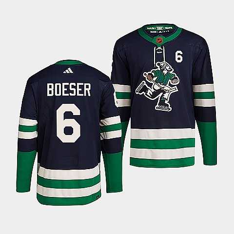 Mens Vancouver Canucks #6 Brock Boeser Navy 2022 Reverse Retro Stitched Jersey Dzhi->vancouver canucks->NHL Jersey